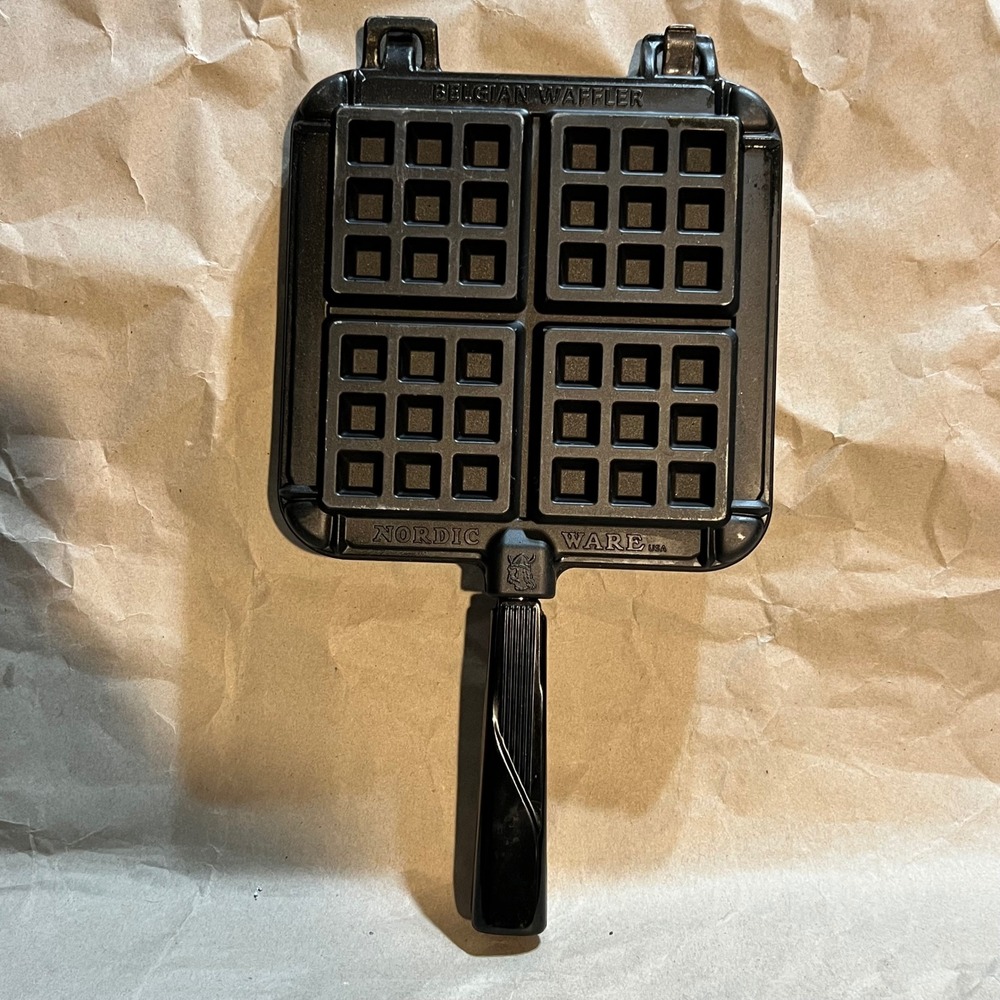 Nordic Ware Belgian Waffler Black Cast Aluminum Stovetop Waffle Maker USA